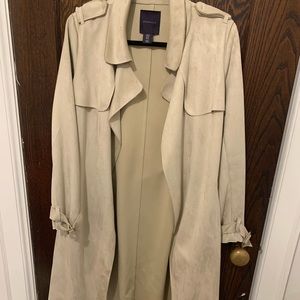 Long tan suede overcoat